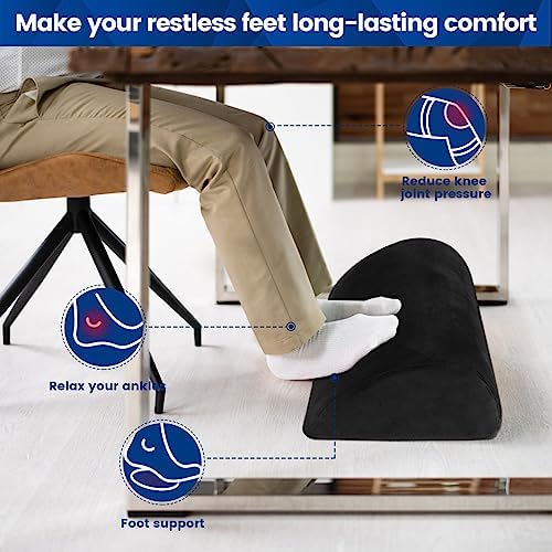 Foot Rest for Under Desk at Work,Office Desk Accessories with Soft Foam and Washable Removable Cover, Foot Stool for Office, Car, Home to Foot Support and Relax Ankles, Black (Pack of 2) - Image 4