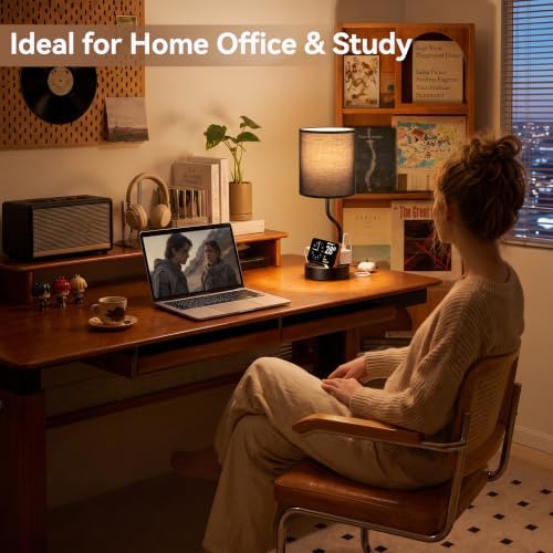 Fenmzee Bedside Lamps for Bedroom Set - 18" Black Table Lamp for Nightstand - Image 2
