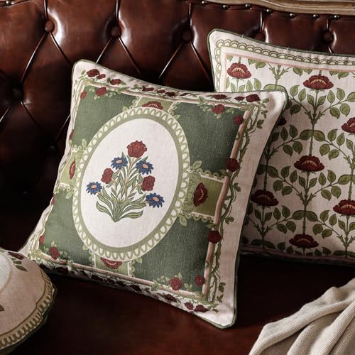 ISAENNE Elegant French Linen Throw Pillow Cover,Set of 2,18"x18"-Estonia B - Image 4