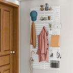 Wall-Mounted Pegboard Kit, 25.2" x 25.2" Organizer Panel – Large, Cost-Effective & Nail-Free Installation White - Image 3