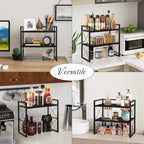 YINMIT Desktop Shelf Organizer, 2 Tier Office Shelves, Wood Desk Organizer Storage Rack and Freestanding Display Shelf for Office, Dormitory, Home(Black) - Image 7