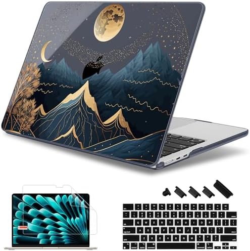 May Chen for MacBook Air 15 inch Case M5 M4 M3 M2 2026 2024-2023, Model A3448 A3241 A3114 A2941, Closes Seamlessly Hard Shell Laptop Cover with Keyboard Cover, Starry Mountain by MayChen