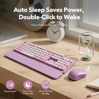 Wireless Keyboard Mouse Combo, Purple, Round Keycaps, Magnetic Wrist Rest - Image 5