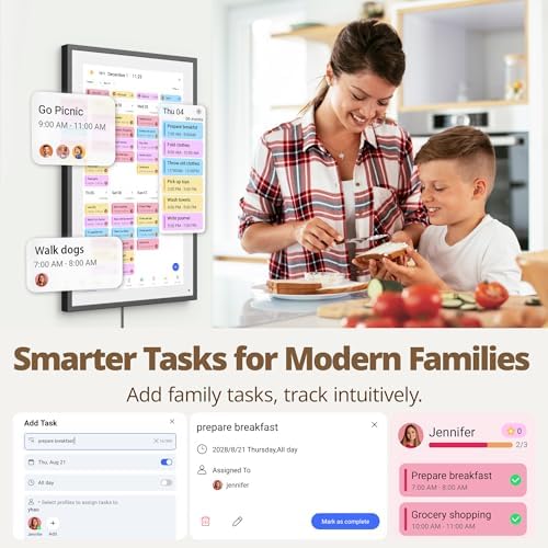 Digital Wall Calendar 15.6 Inch – Interactive Touch Screen Electronic Calendar & Smart Family Hub with Cross-Device Sync, Schedules Reminders, Chore Chart, Rewards & Photo Display - Image 5