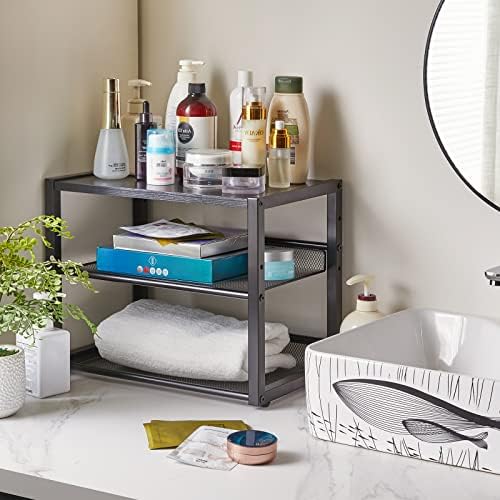 YMYNY 3 Tiers Desktop Printer Stand,17.32 x 13.78 x 11.02 in Black,UHPT001B - Image 5