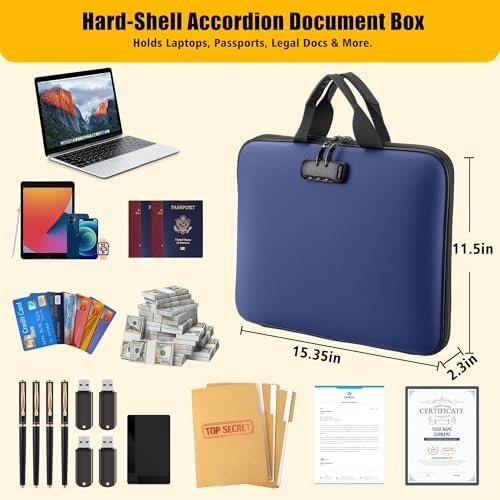 facka Fireproof Document Organizer Box with Lock, 13 Pocket Safe File Bag - Image 2