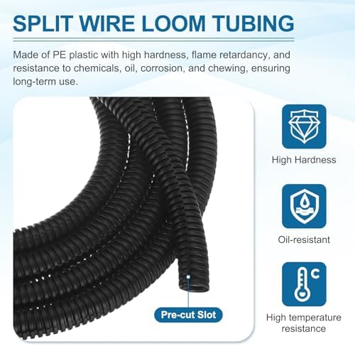 MECCANIXITY 1/2" 200ft Split Wire Loom Tubing w/Installation Tool Black - Image 3
