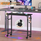 Snughome Mobile Keyboard Tray with Wire Cup Holder & 2 Storage Hooks, Height Adjustable 27.5"–44.4", Rolling Standing Desk Keyboard Platform with Lockable Casters for Home Office, Black - Image 4