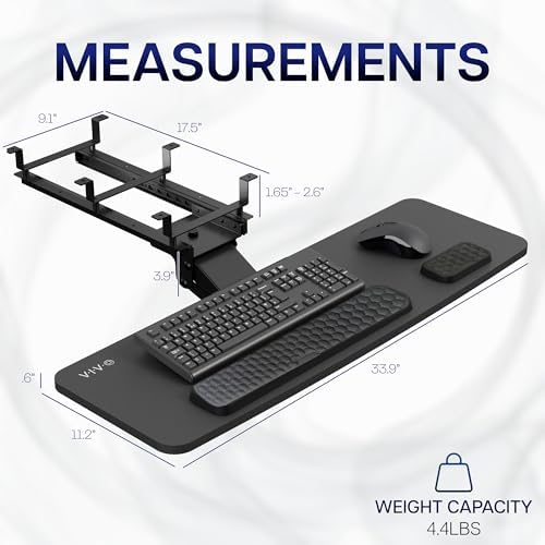 VIVO Premium Black Under Desk 34 x 11 in Keyboard Tray, MOUNT-KB34P-B - Image 3