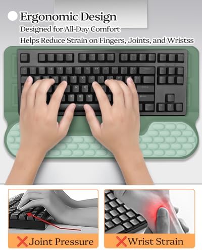Wrist Rest for Computer Keyboard, 2 in 1 Keyboard Wrist Support Pad, Memory Foam Keyboard Riser Holder Lift Tray with Wrist Pad for Easy Typing for Office Desk, Home, School (Round Green) - Image 5