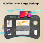 Lap Desk for Bed Adjustable Height, Foldable Bed Table with Storage Drawer, Tablet Slot & Cup Holder, Portable Laptop Stand for Bed & Sofa, Bed Desk for Adults & Kids, Deep Stone Color - Image 6
