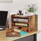 Wood Desk File Organizer with Side File Rack, Space-Efficient Design Easy to Assemble for Efficient Office Setup, Reduces Desk Clutter (Brown) - Image 5