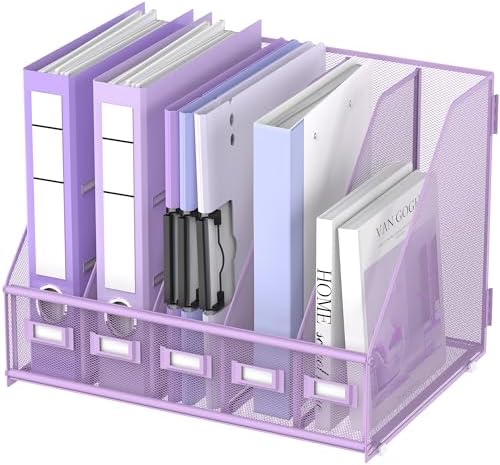 DALTACK 5-Slot Magazine File Holder, Metal Binder Holder, Purple by DALTACK