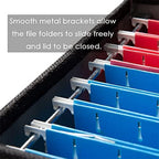 PRANDOM File Organizer Box - Set of 4 Collapsible Decorative Linen Filing Storage Hanging File Folders with Lids Office Cabinet Letter Size Black (14x9.3x10.8 inch) - Image 4