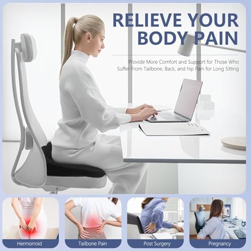 Gel Seat Cushion, Thicken Big Office Chair Cushion Chair Seat Pads for Long Sitting, Sciatica & Hip Pain Relief, Egg Seat Cushion for Wheelchair Car Office Home Travel Outdoor - Image 2