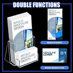 Wenqik Acrylic Brochure Holder with Business Card 4.1 Inch Rack Card Holder Pamphlet Display Stand Organizer for Menu Flyer Magazine Office Booklets(10 Pcs) - Image 3
