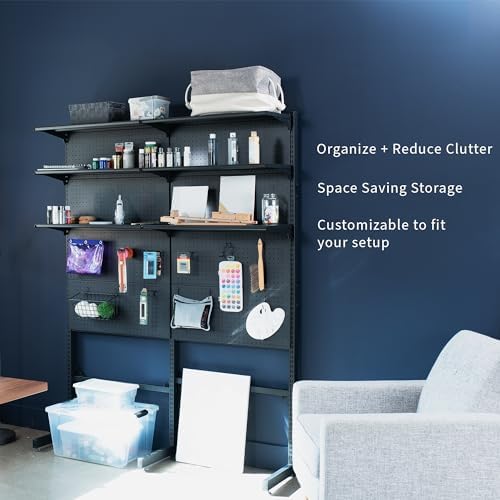 VIVO Freestanding Modular Steel Pegboard System, 74 inch High Magnetic Accessory Organizer for Home and Office, Black, PP-2-PB058 - Image 4