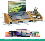 Ufine Bamboo Laptop Stand for Desk with Storage Computer Monitor Riser - Image 5