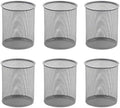 YBM HOME Office Round Desk Steel Mesh Pencil Cup Pen Holder Silver, 2210-6 Pack of 6 by YBMHome
