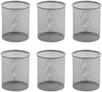 YBM HOME Office Round Desk Steel Mesh Pencil Cup Pen Holder Silver, 2210-6 Pack of 6 by YBMHome