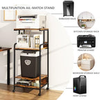 Arbuxzuy 4 Tier Printer Stand with Storage Shelf, Large Tall Printer Cart with Wheels, Mobile Printer Table for Home Office, Adjustable Stands for Heat Press Scanner Fax (Brown) - Image 6