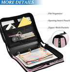 3-Ring Zipper Binder with Shoulder Strap Zip-Up Expanding File Folder Organizer Storage Fireproof Accordion Trapper Keeper Home School Office Three Butterfly (Pink Butterfly) - Image 4