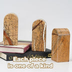 Koville Indian Natural Marble Bookends for Shelves, Decorative Book Ends, 7lbs Heavy-Duty Marble Book Holders, Bookshelf Apartment Decor for Normal Books/CD/Video Games(Rainforest Gold) - Image 5