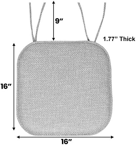 Chair Cushion Memory Foam Pads with Ties Honeycomb Pattern Slip Non Skid Rubber Back Rounded Square 16" x 16" Seat Cover - Image 3