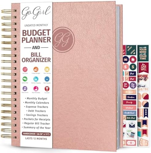 GoGirl Budget Planner & Monthly Bill Organizer with Pockets, Rose Gold by GoGirlPlanner
