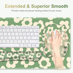 Large Mouse Pad with Wrist Support 4in1 Set, XXL Game Mousepad +Keyboard Wrist Rest+Mouse Wrist Rest+Coaster Ergonomic Design Gaming Mat for Home Office Table Computer I Vintage Groovy Flowers - Image 3