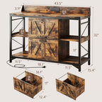 44" File Cabinet, Lateral Filing Cabinet for Home Office with 2 Drawers, Office Storage Cabinet with Lock and Key, Wooden Printer Stand with 4 Storage Shelves, Power Outlets, Bookshelf, Rustic Brown - Image 2