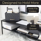 BLU MONACO | Grey Three-Tier Desktop Mail Organizer with Gold Label Holders & Drawer | Stylish Mail Holder and Countertop Document Storage for Home or Office - Image 4