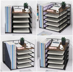 LEKETREE Desk Organizers and Accessories, 5-Tier Paper Letter Tray Organizer with File Holder, Desktop Organizer for Office Supplies (Wood) - Image 6