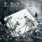 ATTACK SHARK CM05 Glass Mousepad, 17.7 x 15.7 in Glass Gaming Mouse Pad, 9H Tempered Hard Mouse Pad with Nano-Textured Low-Friction Surface, Non-Slip PU Base for FPS/MOBA Gaming-Black Warrior - Image 2