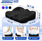 Thicken 19.7in Seat Cushion, Gel Seat Cushion for Long Sitting–Office Chair, Wheelchair, Car Cushion, Large Cooling Pad for Back Pain, Sciatica, Tailbone Pain Relief - Image 2
