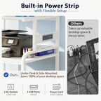 Homieasy 3D Printer Stand with Power Outlet, 23.6" x 23.6", White - Image 4
