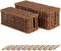 Cable Management Box, Cord Organizer with Lid & Cable Ties - Brown Set by BROWNLILY