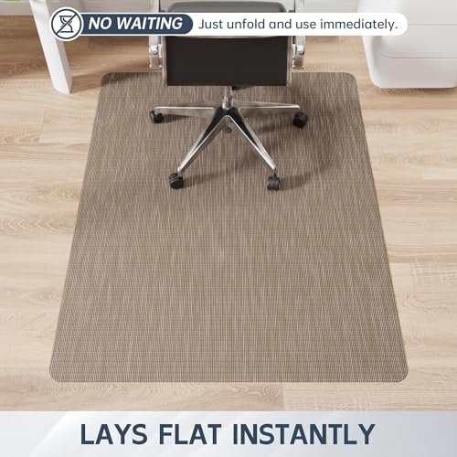 Office Chair Mat for Hardwood Floor, 53" x 45" Desk Computer Chair Mats for Hard Wood, Anti-Slip Easy Glide Rolling Floor Protector Mat, Dark Brown - Image 2