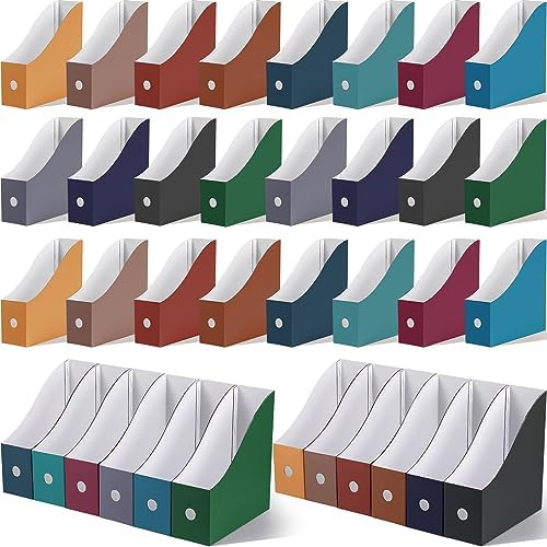 Colarr 36 Pack Cardboard Magazine Holder 12 Colors Magazine File Holder Magazine Storage Box Office Folders Organizer File Folder Bin for Home Office School Desk Supplies (Fresh Color) by Colarr