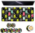 Keyboard Mouse Pad Set, Extended Gaming Mouse Pad+Ergonomics Keyboard Wrist Rest Support, Memory Foam, Easy Typing Pain Relief, 4Pcs XL Ultra Thick Desk Mat,Colorful Cats by Vobber