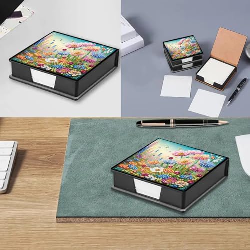 4Pcs Flower DIY Diamond Art Painting Sticky Notes Holder (640 Blank Notepads) Cube Note Box Mosaic Craft Set for Office Accessories Desk Office Workplace - Image 7