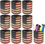 DreamsEden Vintage American Flag Pen Holder 10 Pack Leather Pencil Cup by DreamsEden
