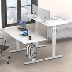 SHW 55 x 28 Electric Height Adjustable Standing Desk w/Drawer, White - Image 2