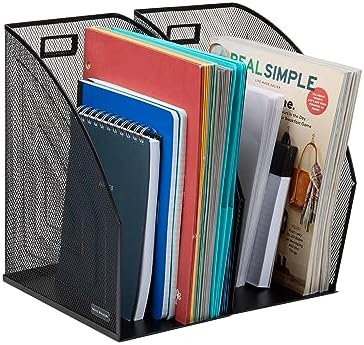 Mind Reader Vertical File Storage, Desktop Organizer, Workspace, Office, Metal Mesh, 6.25" L x 10" W x 12.5" H, Black (Pack of 4) - Image 4