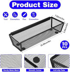 10 Packs Black Mesh Drawer Organizers 9 x 3 x 2 Inches Silverware Mesh Drawer Organizer with Interlocking Arm for Kitchen Drawers for Flatware Knives Spoons Fork Cosmetic Tabletop Storage Tray - Image 2