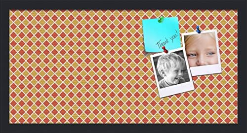 PinPix 24x12 inch Cork Bulletin Board. This Decorative Framed Pin Board Comes with Diamond Pattern in Red and Orange Design and Satin Black. Ideal for Home, Office Decor or School (PinPix-331) by PinPixBulletinBoards