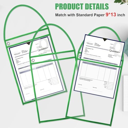 Geyee 50 Pack Job Ticket Holders Work Order Plastic Sleeves,Green - Image 3