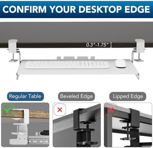 Keyboard Tray Under Desk Pull Out with Extra Sturdy C Clamp Mount System - Image 7