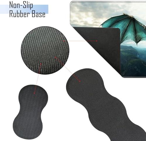 TGFEWYTJYJ Extended Gaming Mouse Pad,Memory Foam Ergonomic Keyboard Mouse Wrist Rest Support Set,Large Desk Mat with Stitched Edges,Non-Slip Base Mousepad Home Office,Dragon in Flight - Image 3