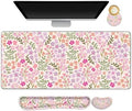 Large Gaming Mouse Pad Set, Ergonomics Keyboard Desk Mat with Memory Foam Wrist Rest, Computer PC Extended Game Mousepad, Non-Slip Desk Matt Easy Typing Pain Relief I Artistic Colroful Flowers by NXZGO